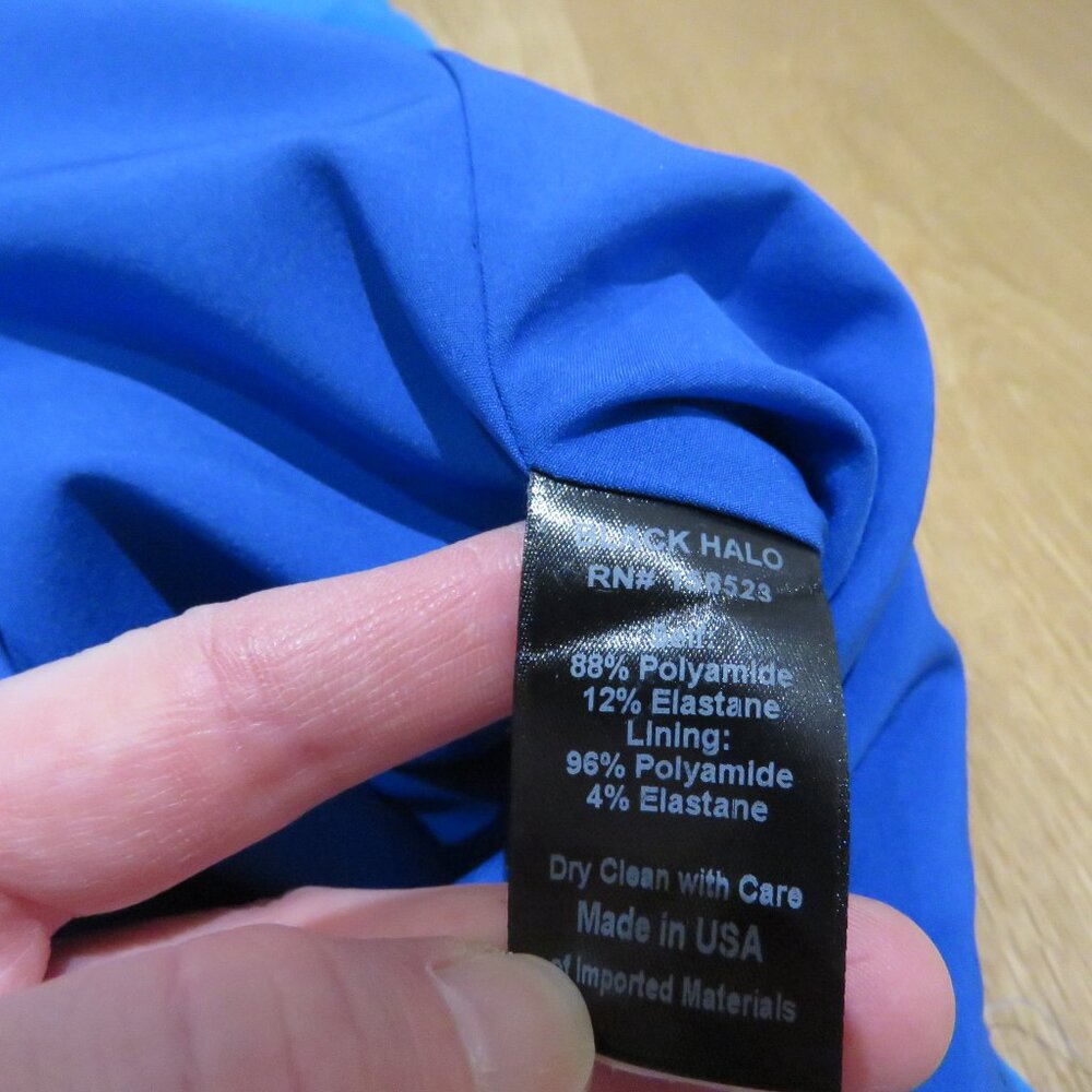 BLACK HALO Naya Sleeveless Mock Neck Ruched Sheath Dress in Breezy Blue US 10 - Picture 14 of 14